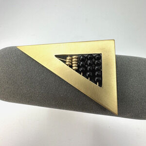 Vintage Artist Bruce Teschner 93 Abacus Modernist Brass Brooch